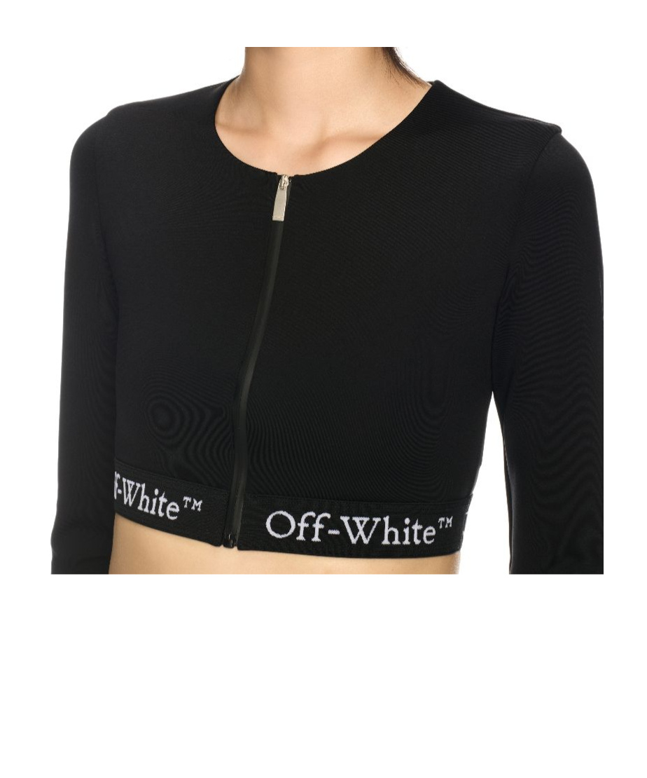 Off-white Off White Cropped Top With Logo Band In Black