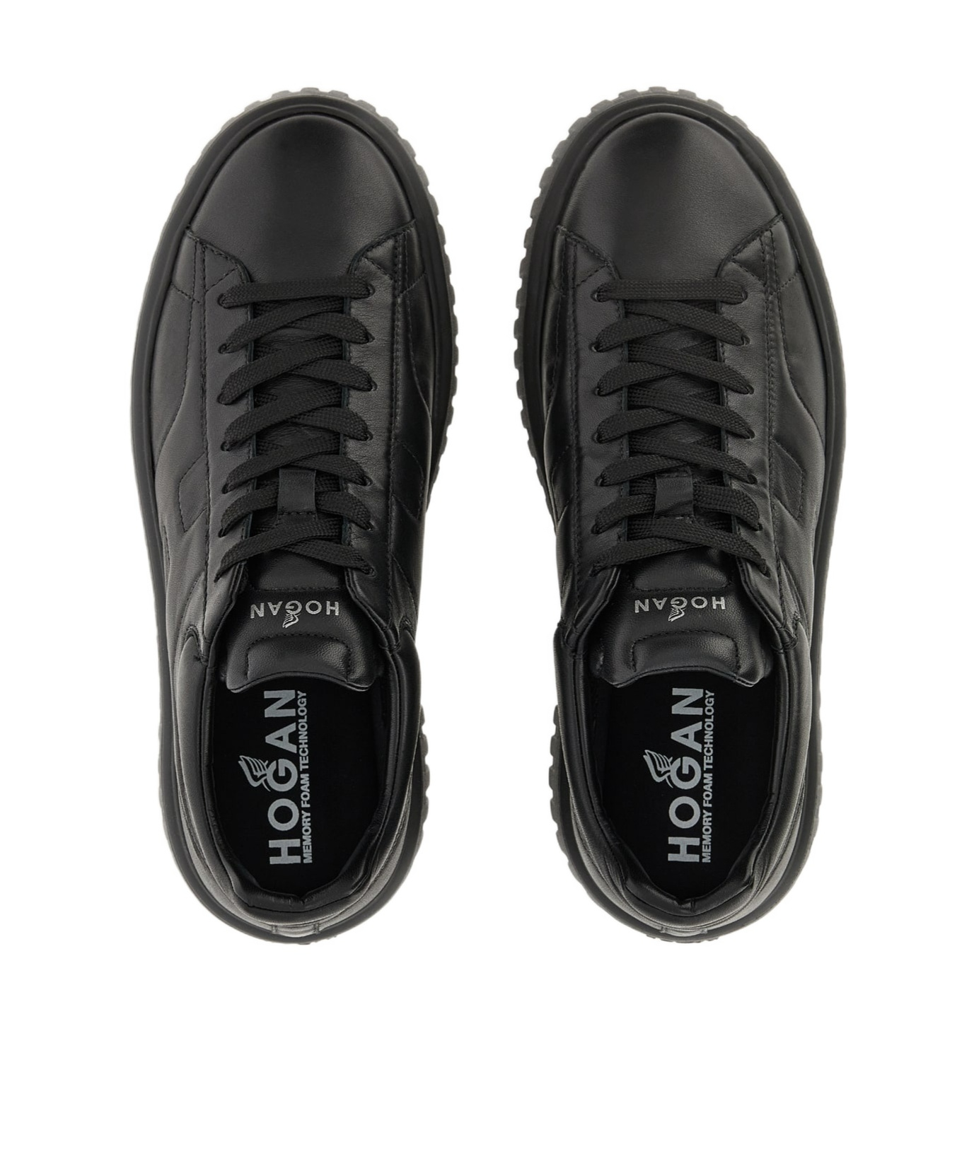 Hogan Leather H-stripes Tread Sneakers In Black