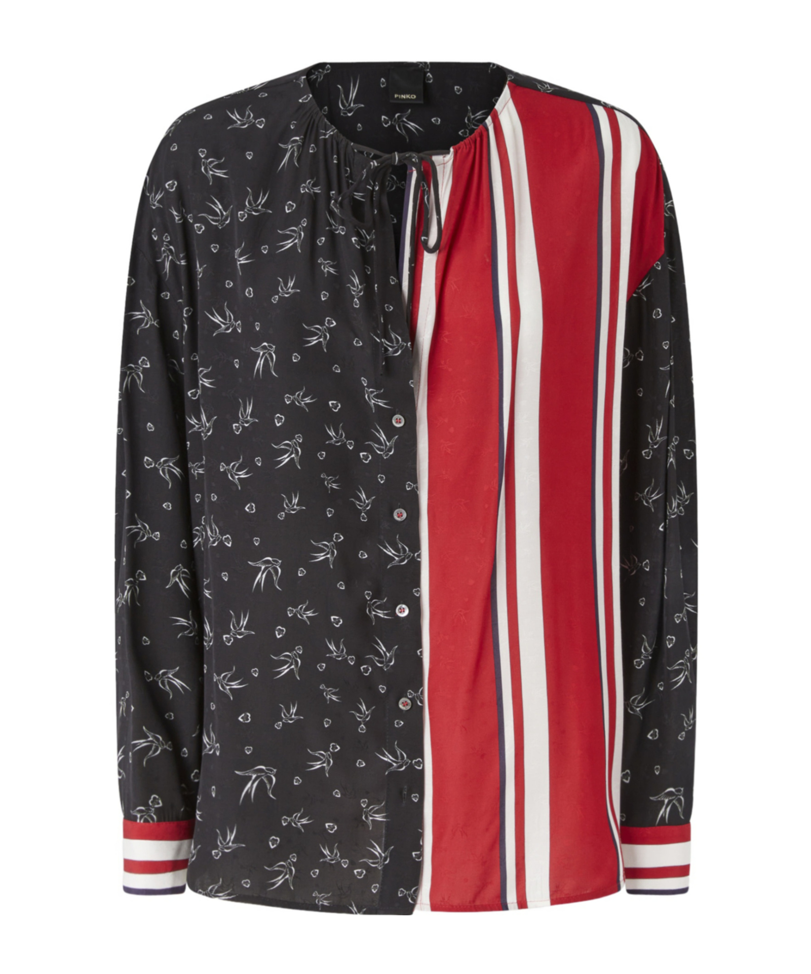 Pinko Printed Viscose Jacquard Shirt In Black