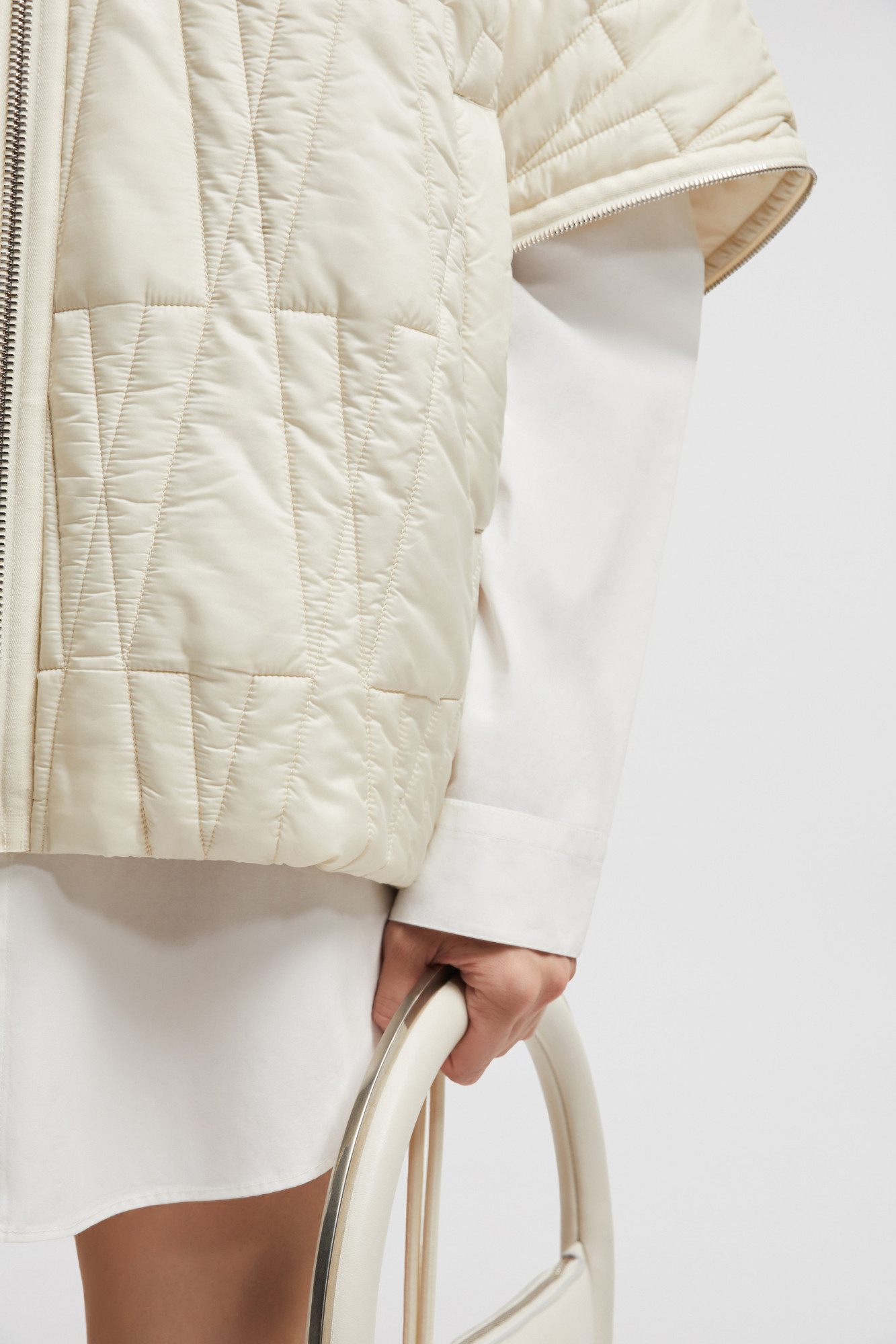 Moncler Long-sleeved Down Jacket In Nude