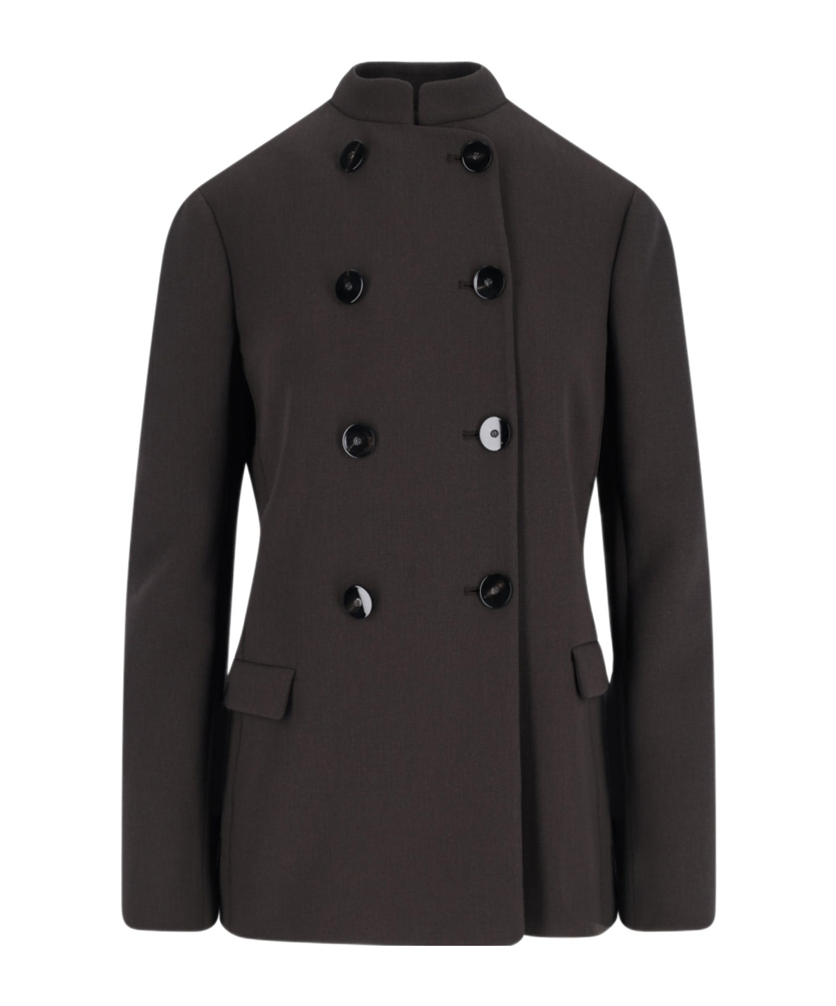Giorgio Armani Tailored Jacket With Double-breasted Button Detailing In Brown