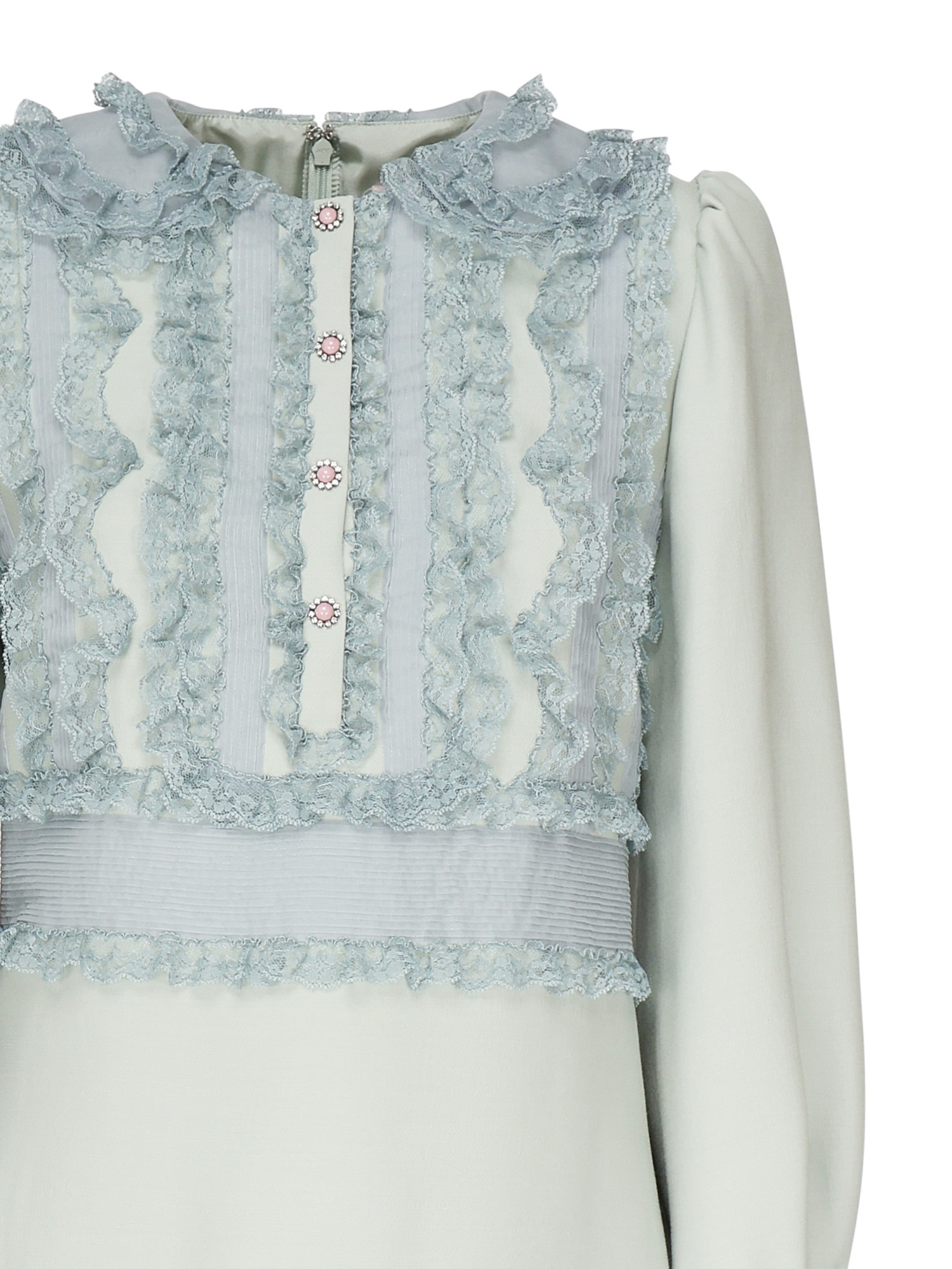 Valentino Besticktes Kleid Aus Crepe Couture Frau Dirty Sage 36 In Blue