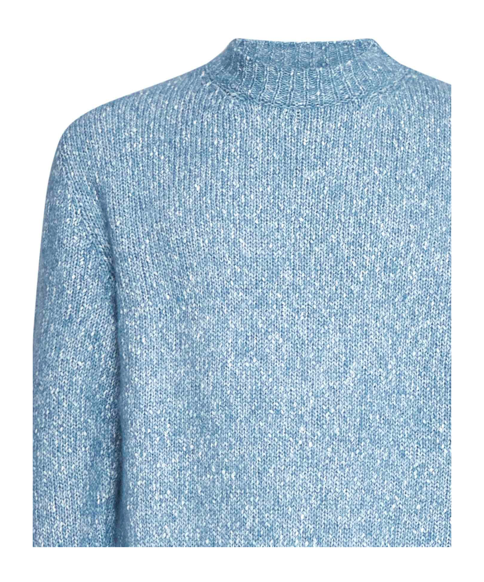 Lardini Light Blue Bouclé-effect Crewneck Sweater <br/> In Blue