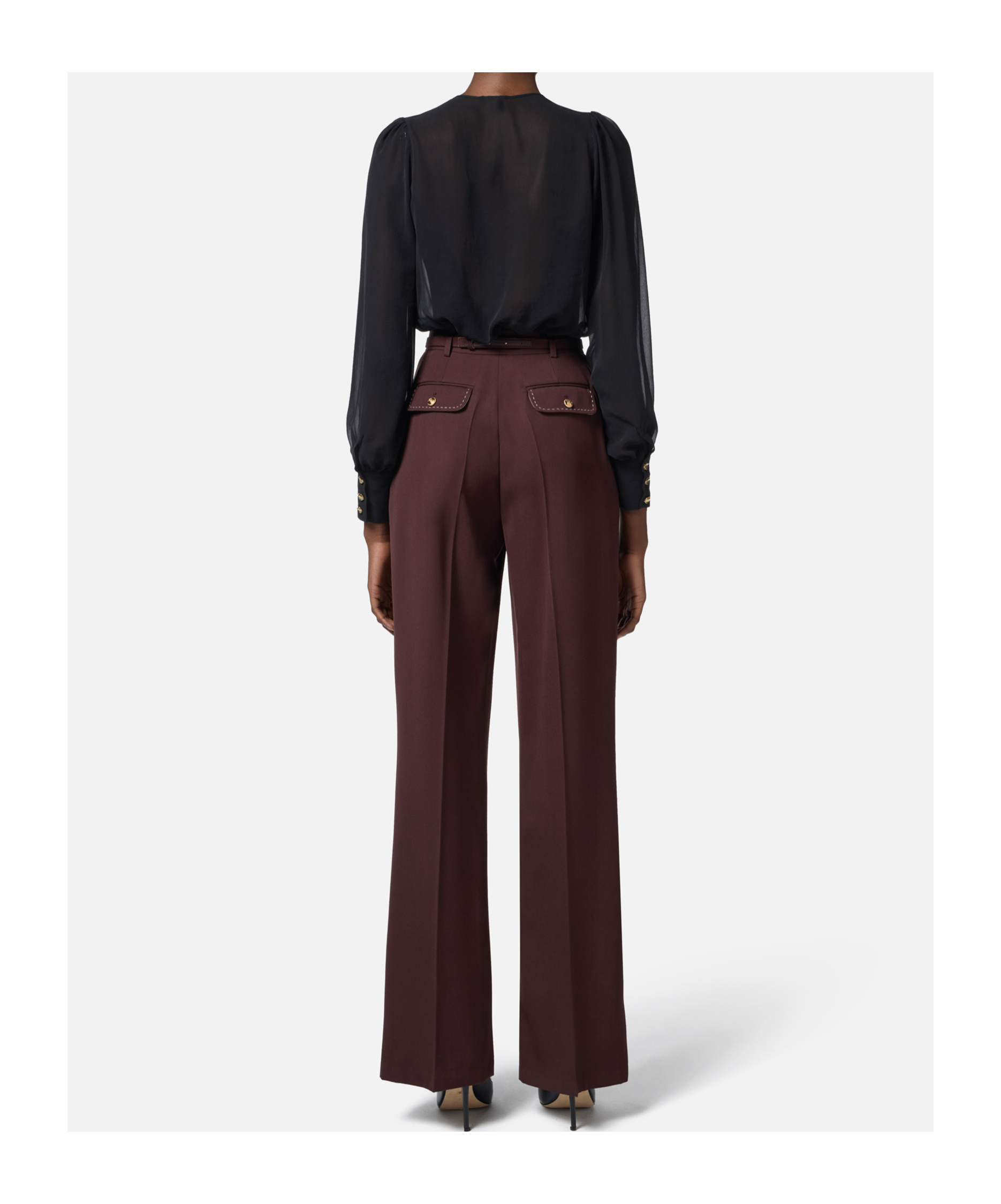 Elisabetta Franchi Contrast-color Open-thread Decorative Casual Pants In Red