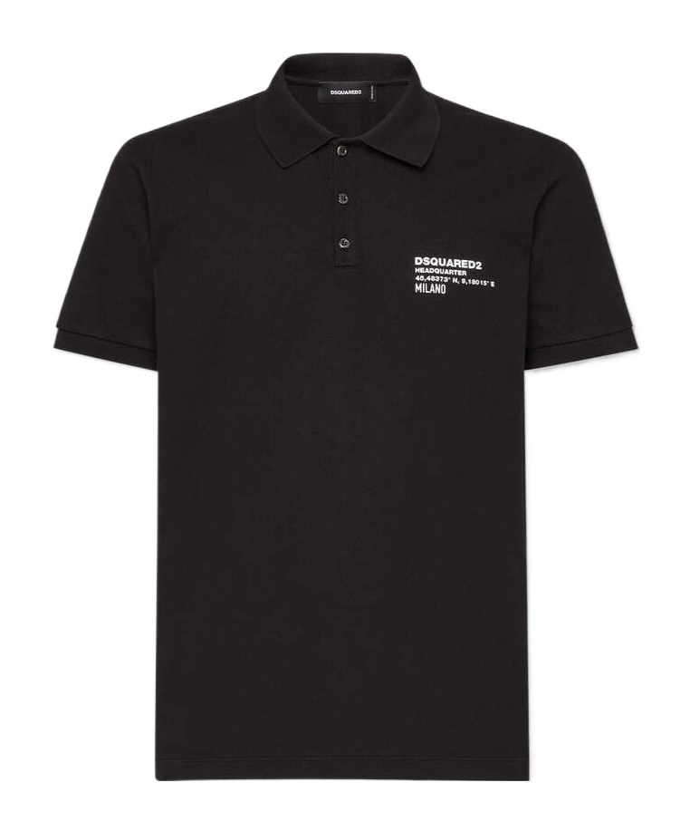 Dsquared2 Logo Cotton Polo Shirt In Black