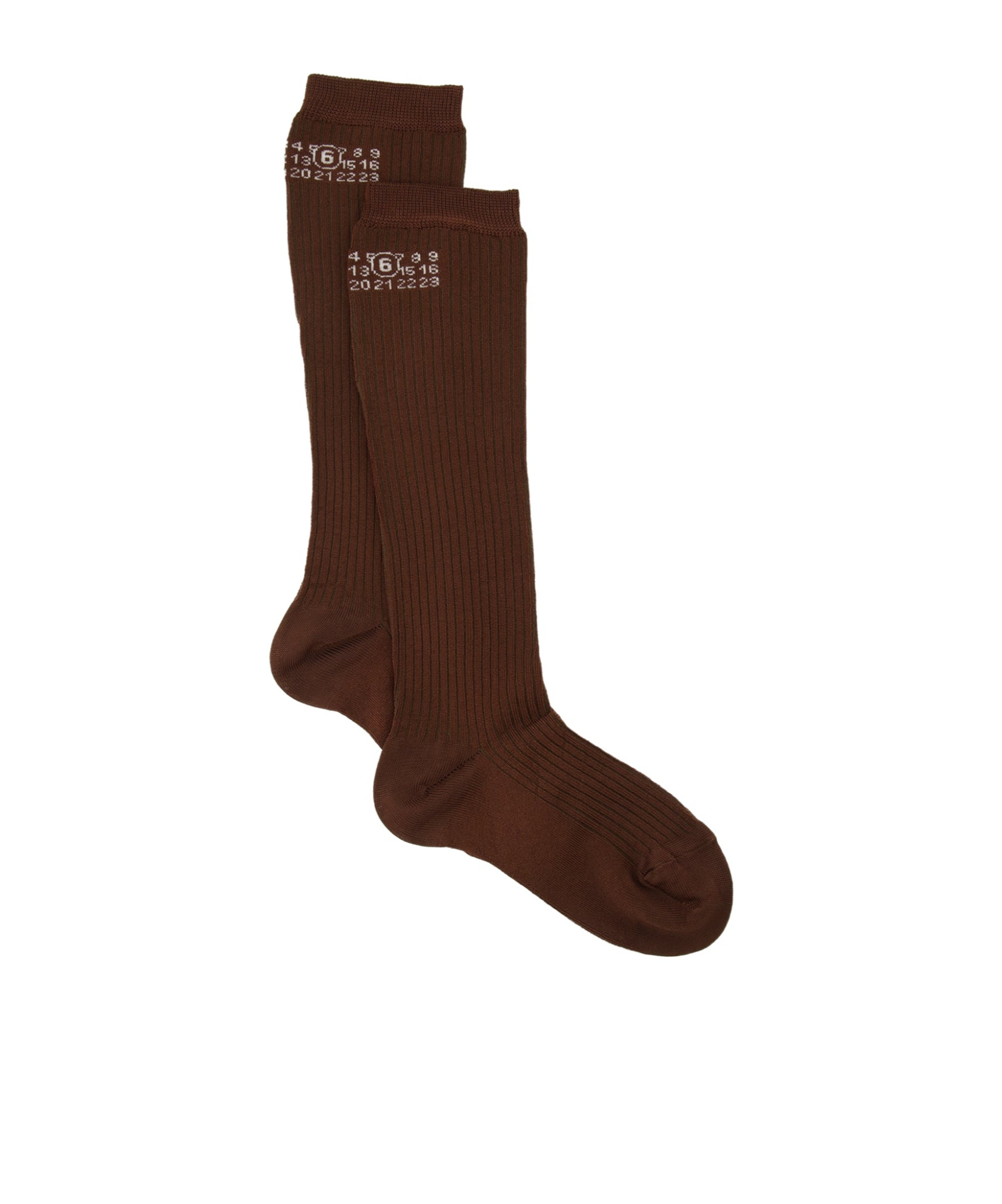 Mm6 Maison Margiela Numbers-motif Socks In Brown