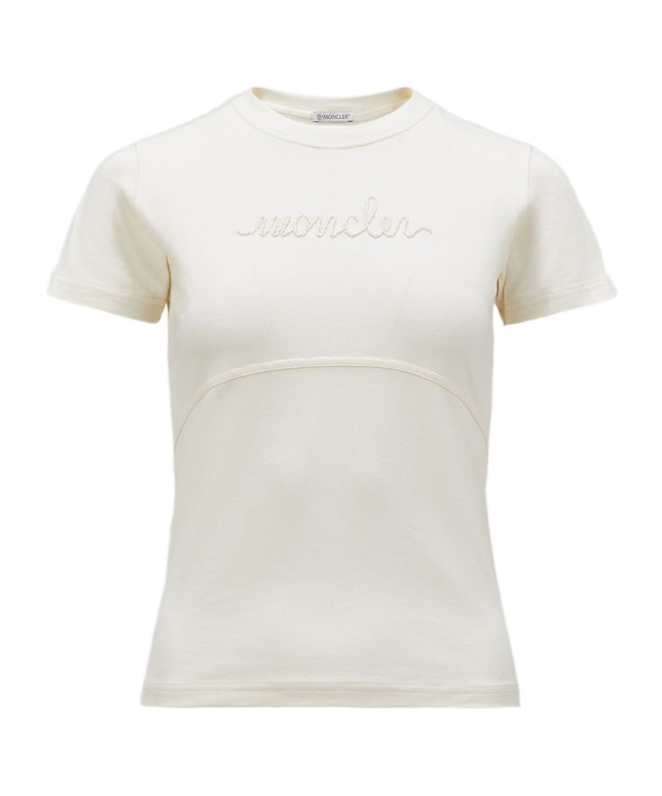 Moncler Logo-embroidered Cotton T-shirt In White