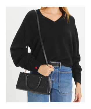 Tory Burch T Monogram Embossed Small Tote Black In Black
