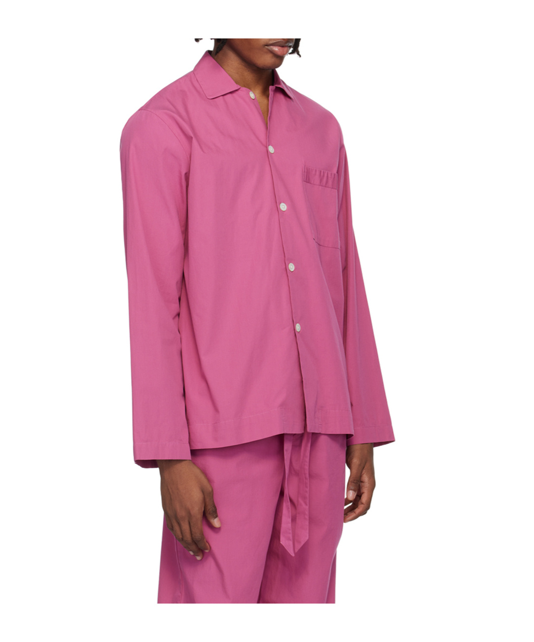Tekla Purple Long Sleeve Pyjama Shirt In Pink