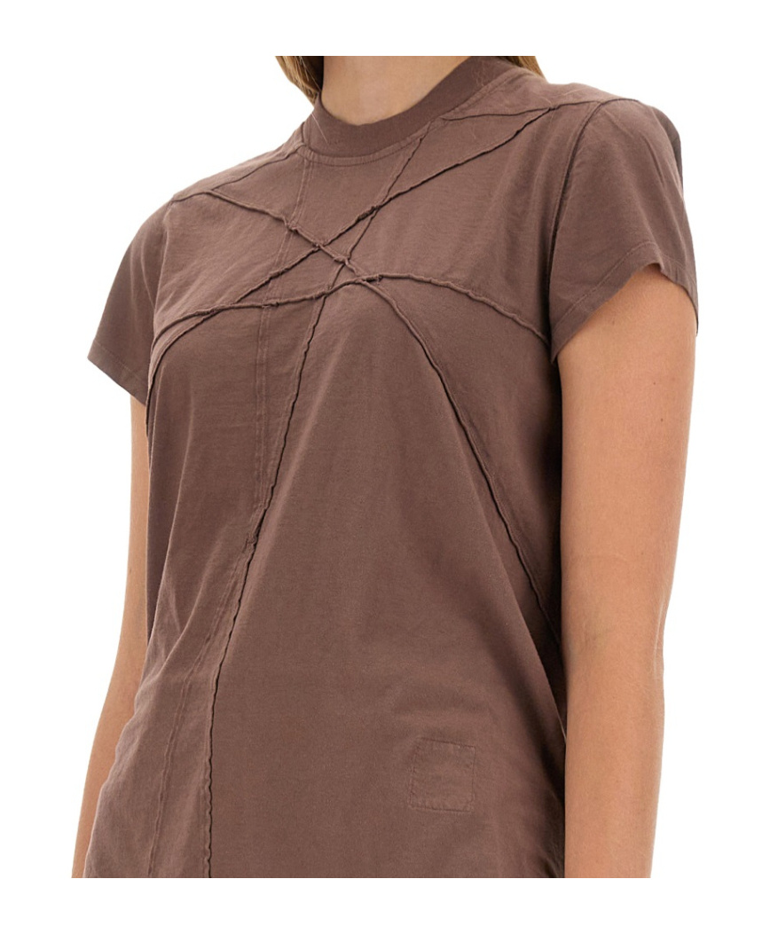 Rick Owens Drkshdw Cotton T-shirt Shirt Geometric Pattern Casual Style In Brown