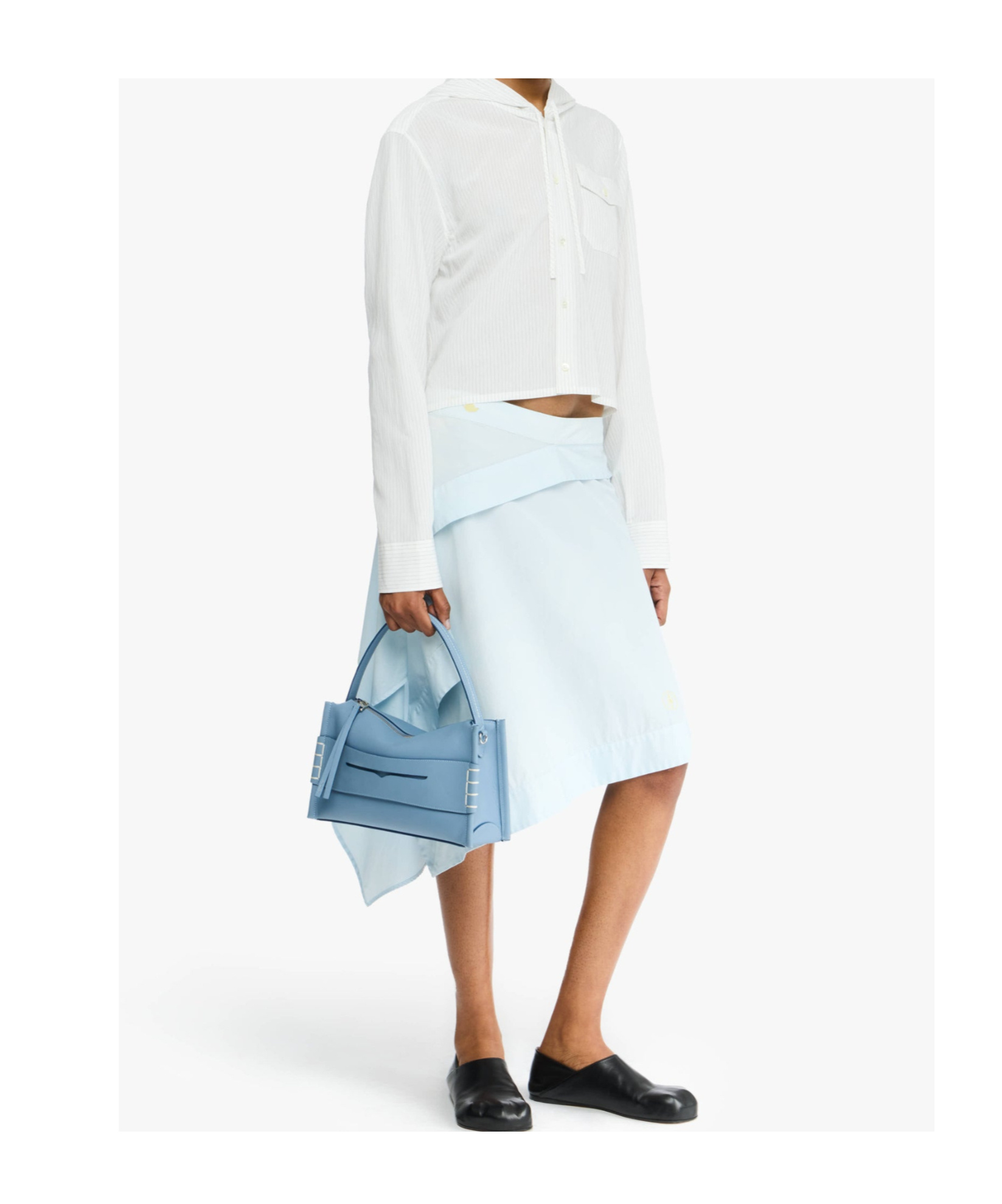 Jw Anderson Cropped Hooded Shirt In White