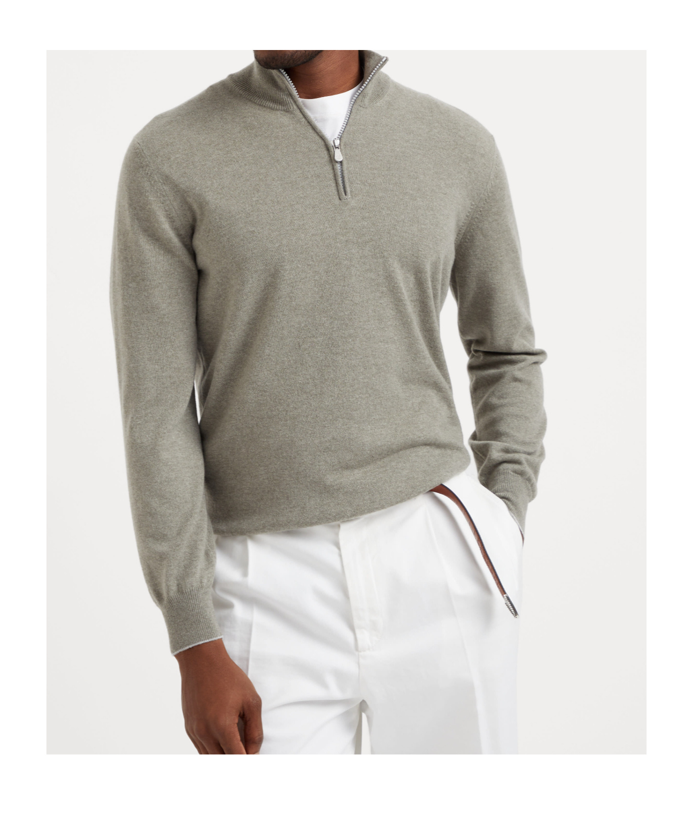 Brunello Cucinelli Zip-fastening Cashmere Polo Shirt In Green