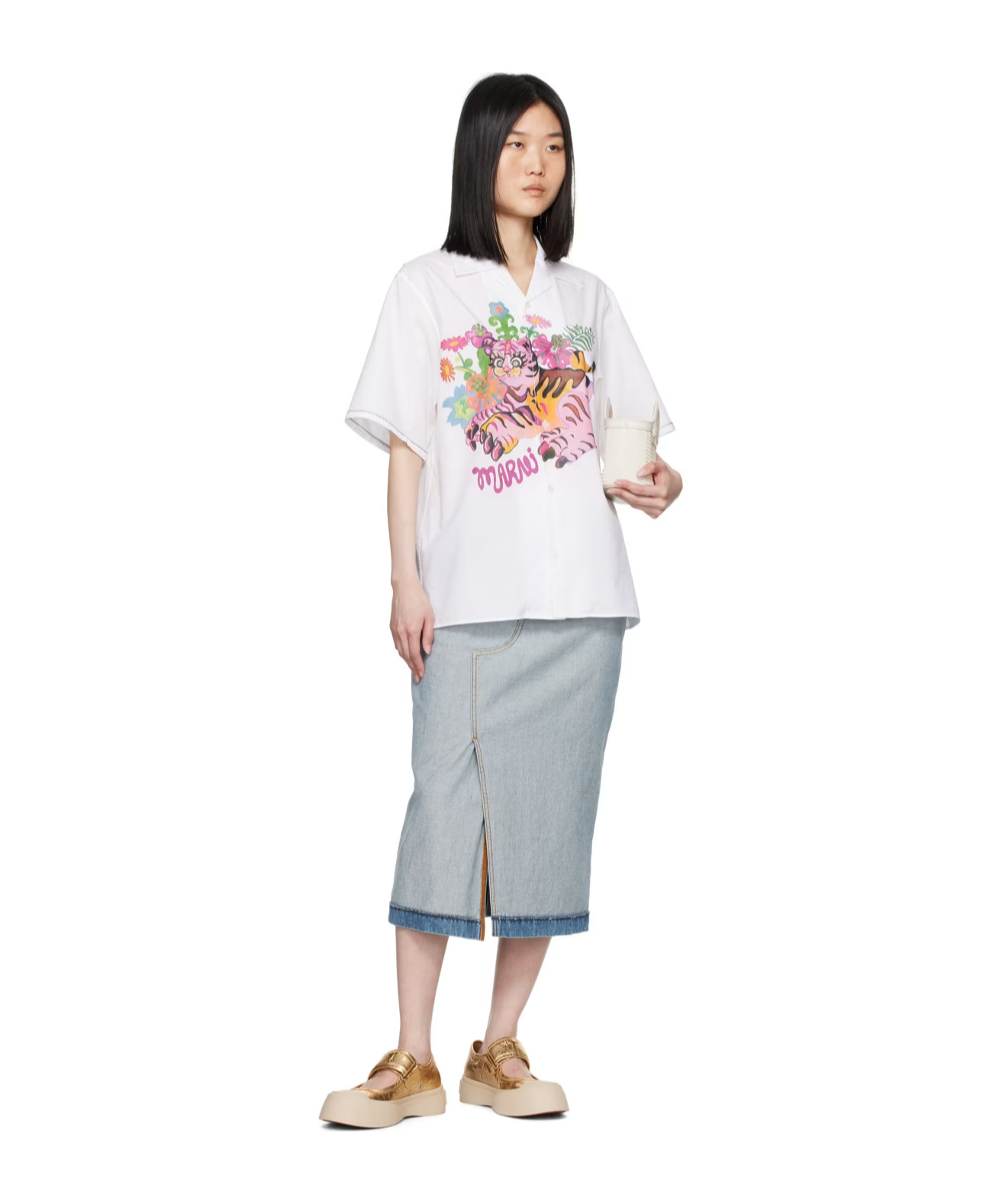 Marni Funky Flowersd Short-sleeved Shirt In White