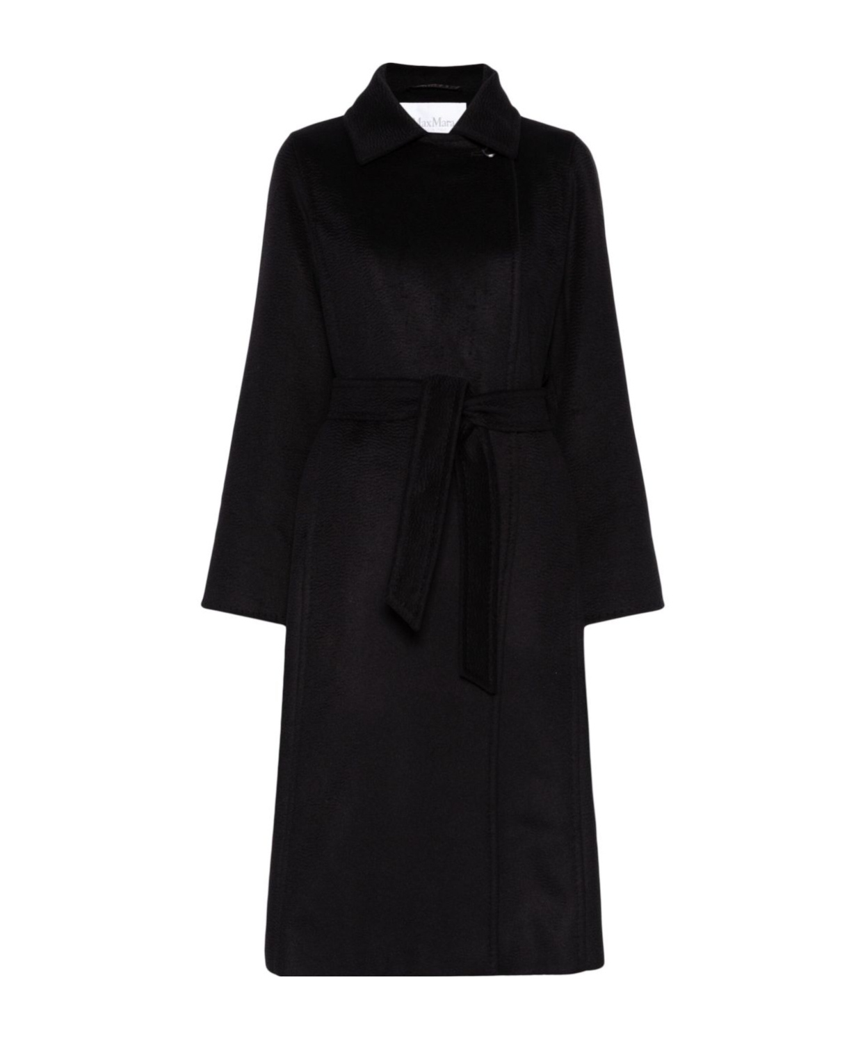 Max Mara Manuela Belted Wool Jersey Midi Coat In Black