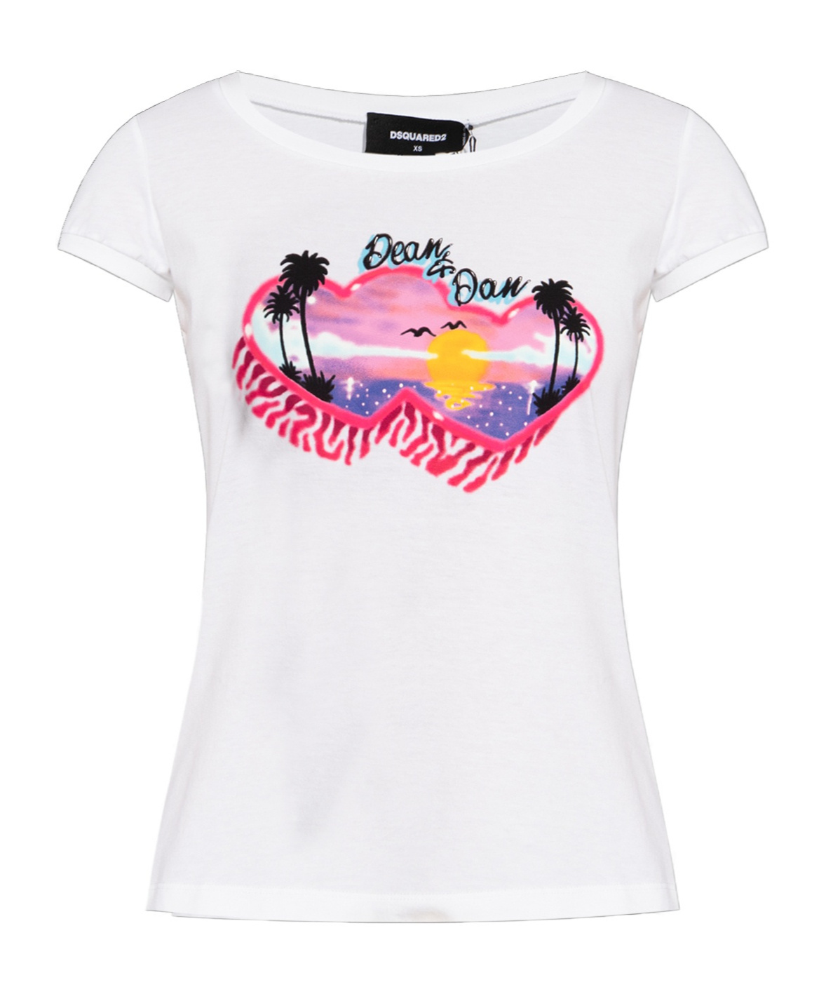 Dsquared2 Crew Neck Good Vibes Printed T-shirt In White