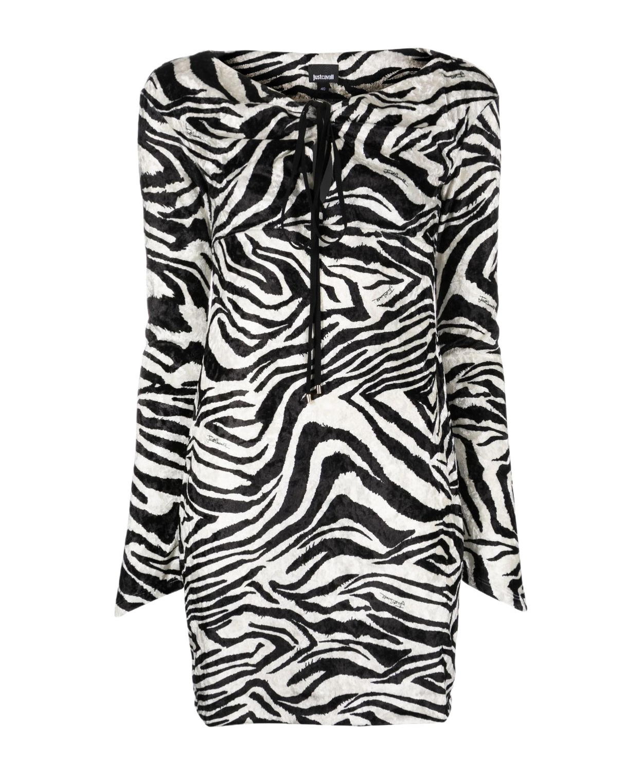 Shop Just Cavalli Keyhole-neck Zebra-print Dress In Black