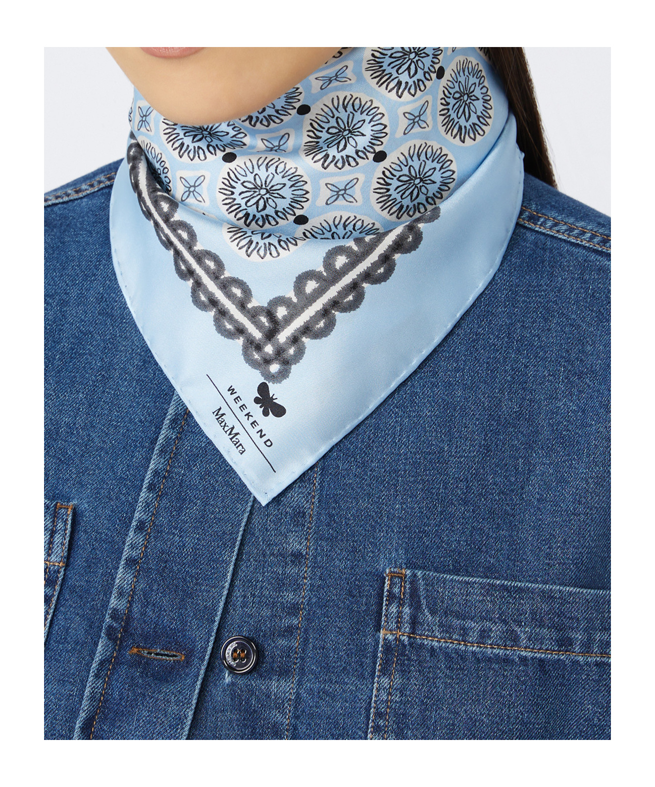 Weekend Max Mara Printed Silk Scarf In Purple