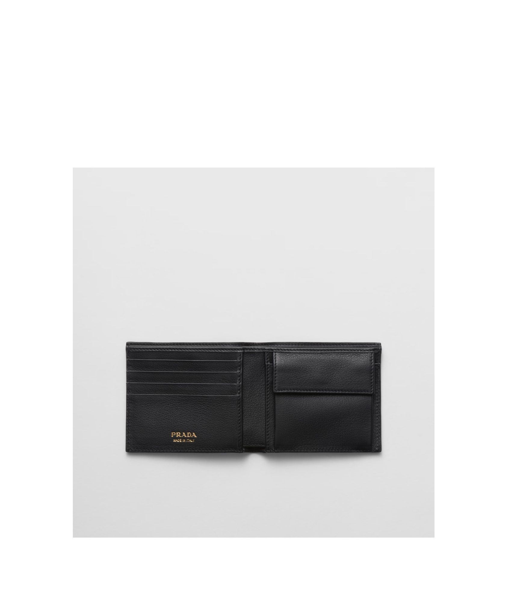 Prada Logo-stamp Bi-fold Leather Wallet In Black