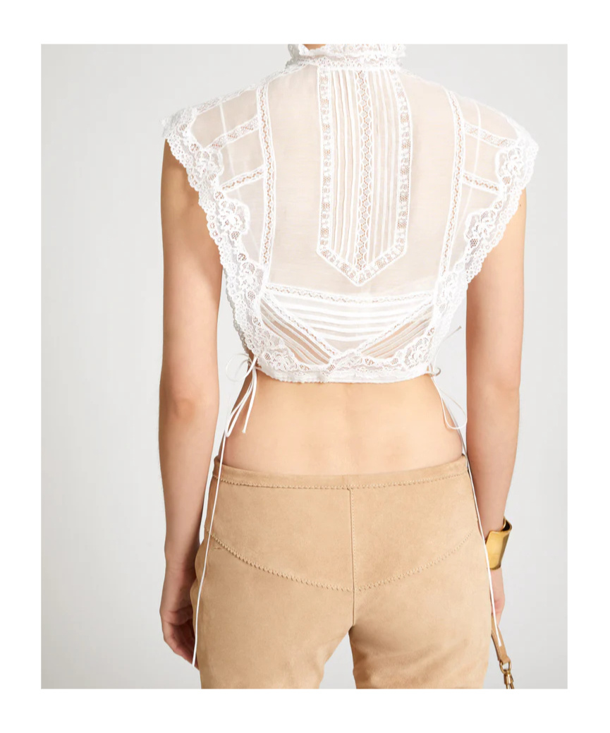 Ermanno Scervino Muslin Bib With Valencienne Lace In White