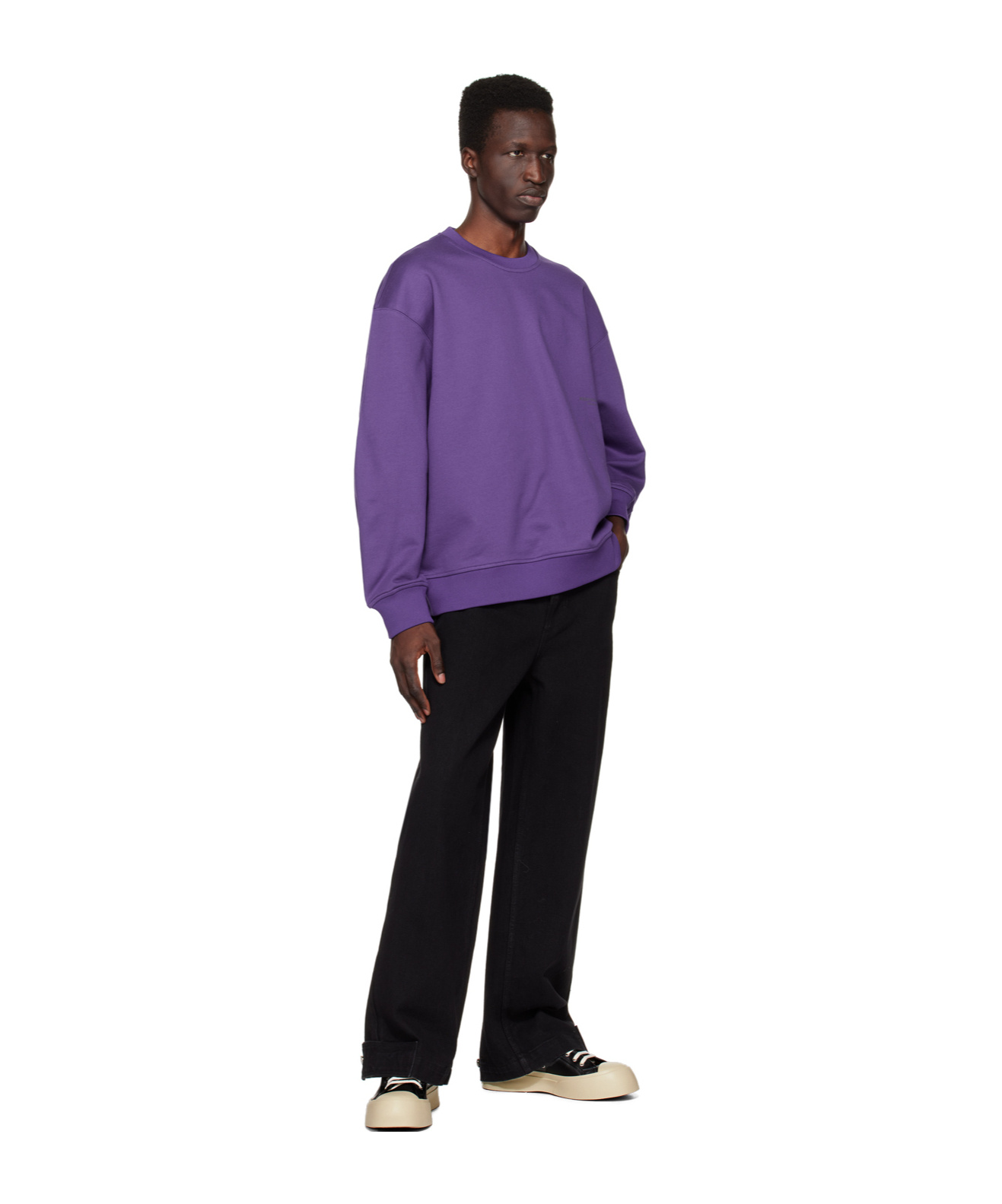 Shop Wooyoungmi Round Collar Long Sleeve Sweater In Purple