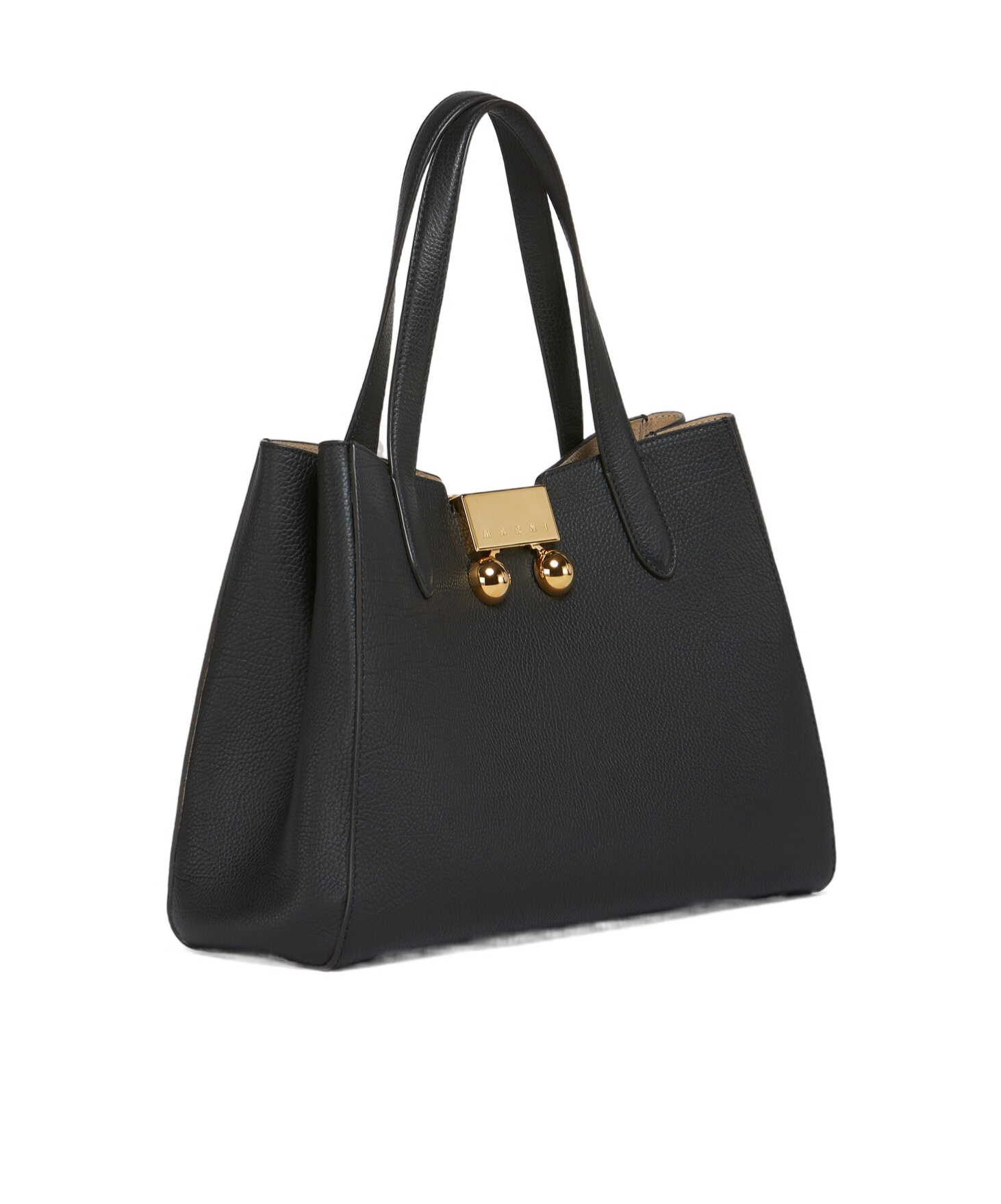 Shop Marni Black Leather Trunkaroo Tote Handbag
