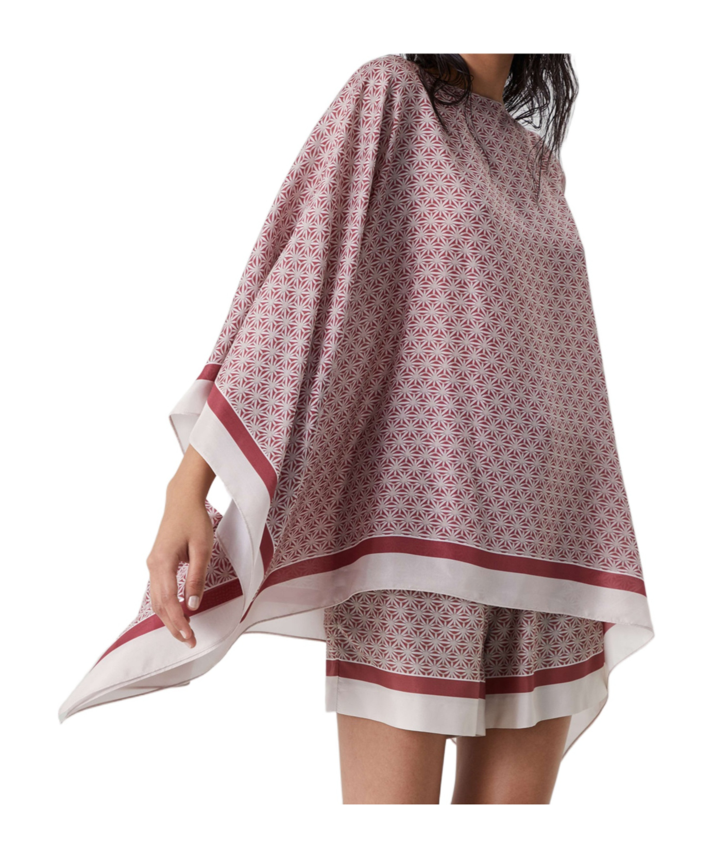 Brunello Cucinelli Starburst Silk Poncho Top
