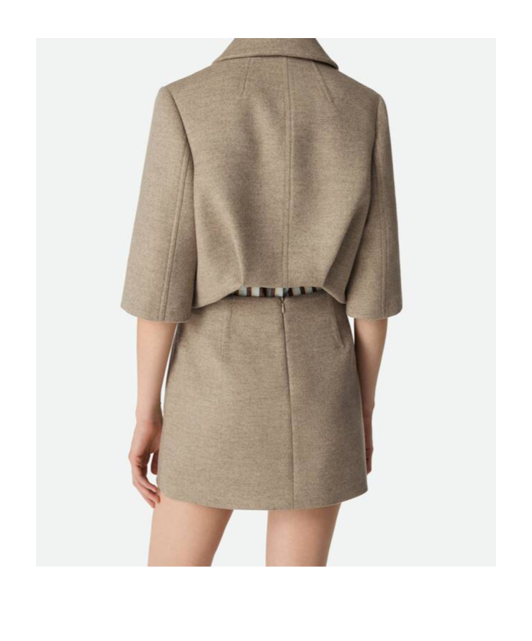 Bottega Veneta Veste Cropped En Laine Et Cachemire In Gray