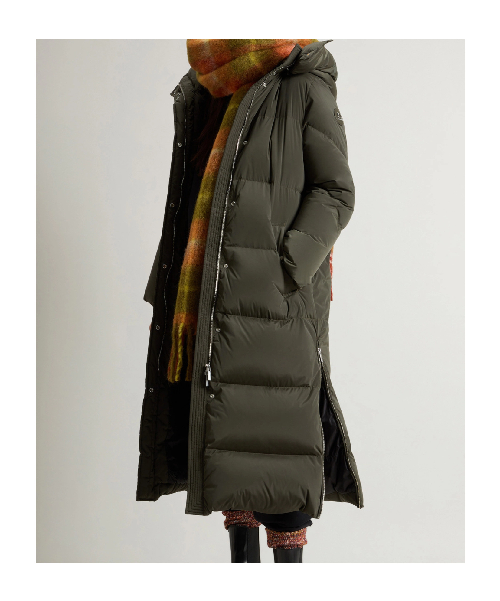 Woolrich Kelly Hooded Long Parka In Green