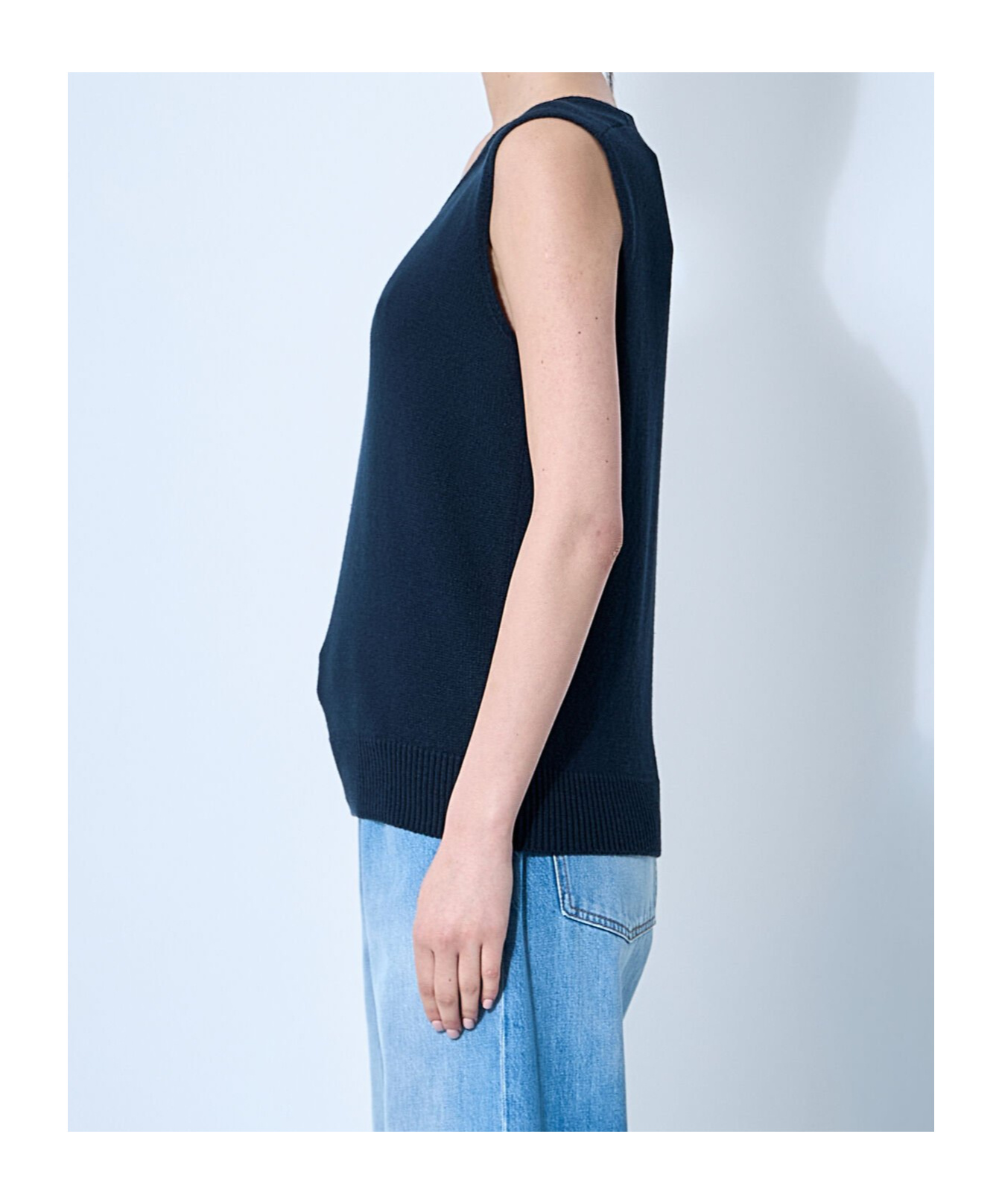 The Row V-neck Knitted Vest In Navy Blue