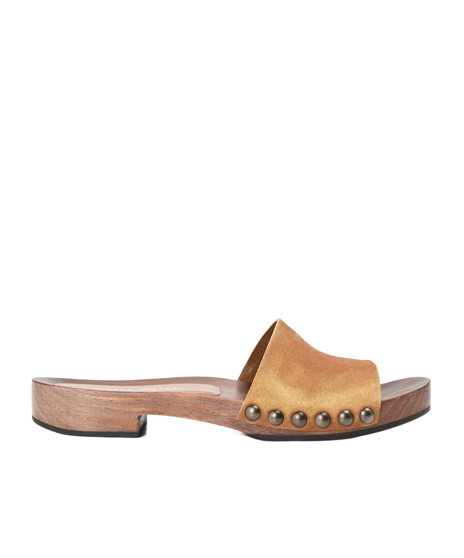 Miu Miu Logo Detail Slippers In Brown