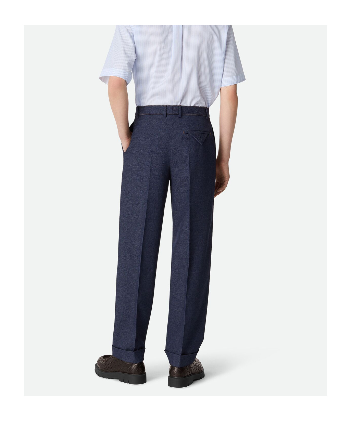 Bottega Veneta Tailored Long Trousers With Side Pockets And Zip Fastening In Blue