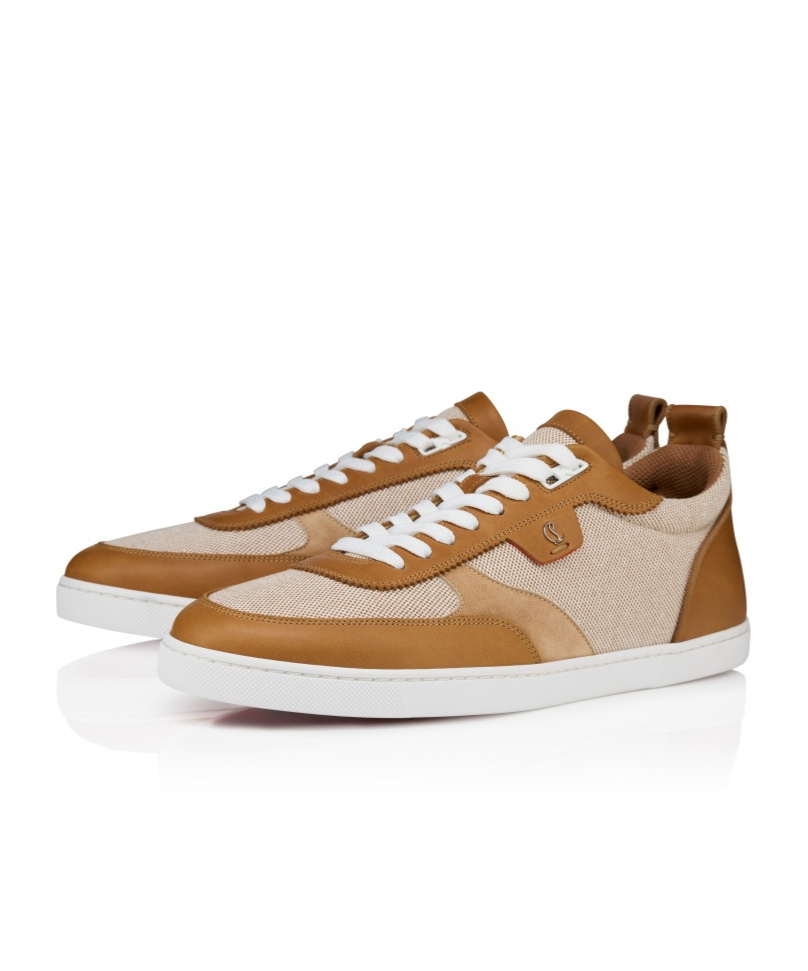 Christian Louboutin Tutti Rui Leather-trimmed Sneakers In Nude