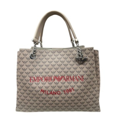 Shop Emporio Armani Monogram-pattern Tote Bag In Beige