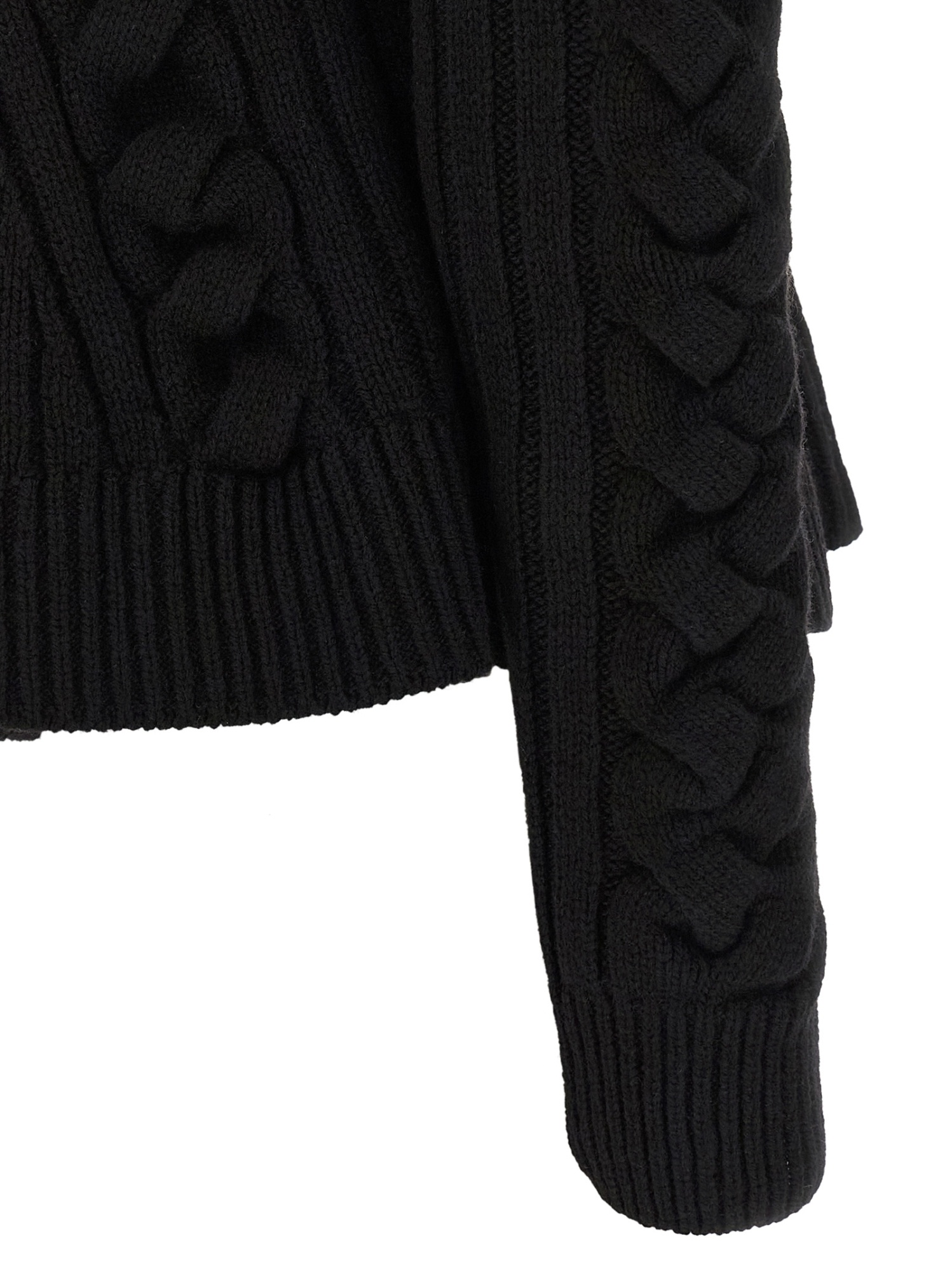 Alexander Mcqueen Braided Knitted Cardigan In Black
