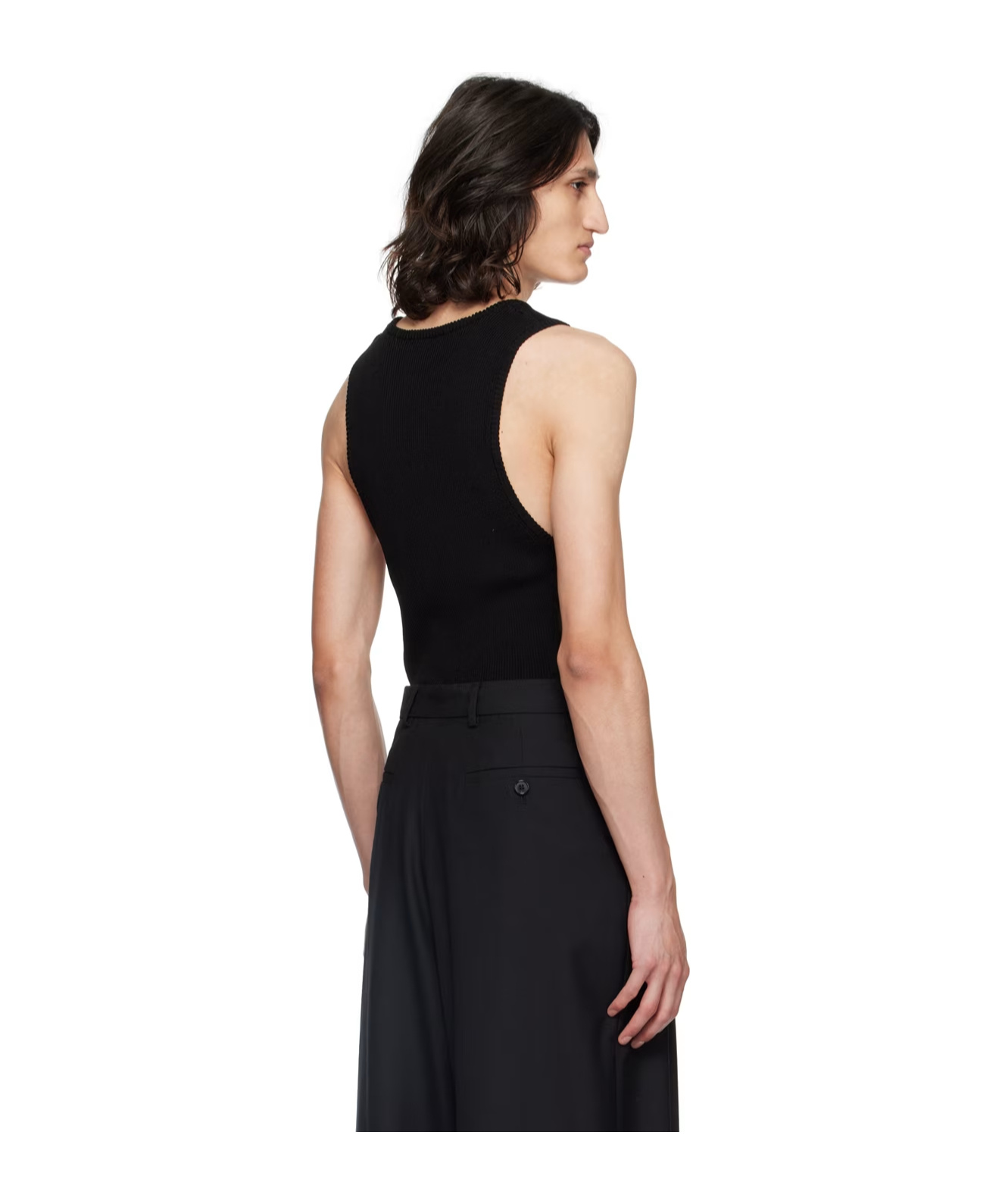 Lardini Round Collar Drawn-down Vest In Black