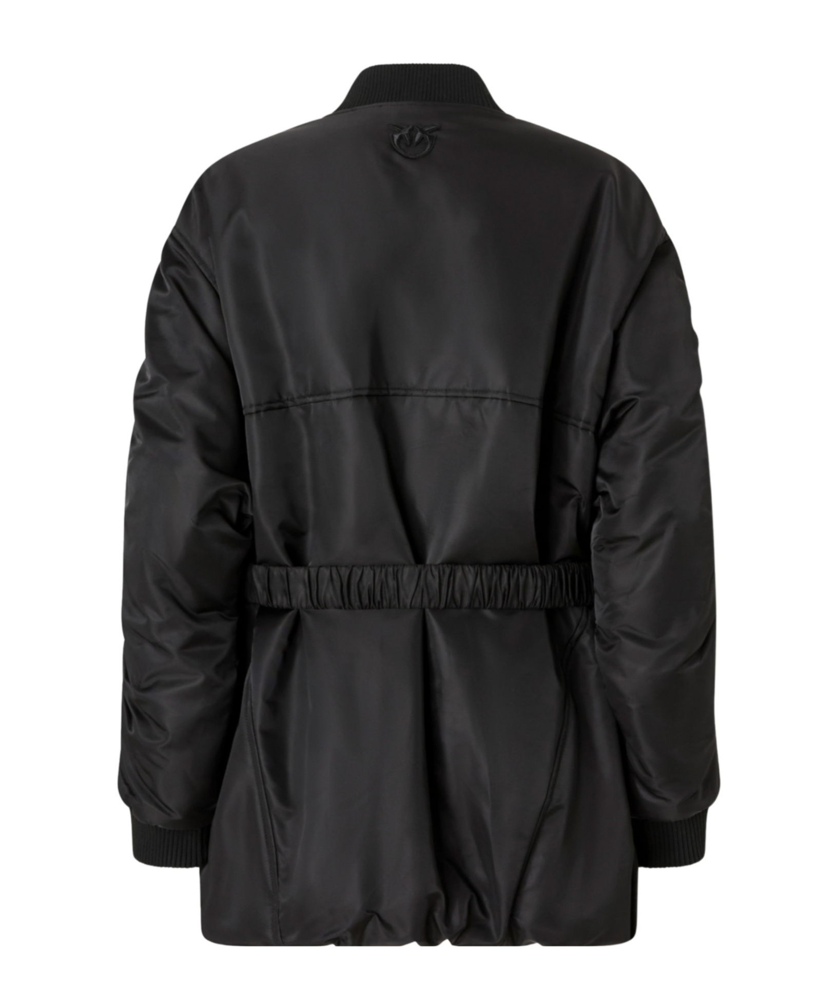 Pinko Long Technical Satin Bomber Jacket In Black