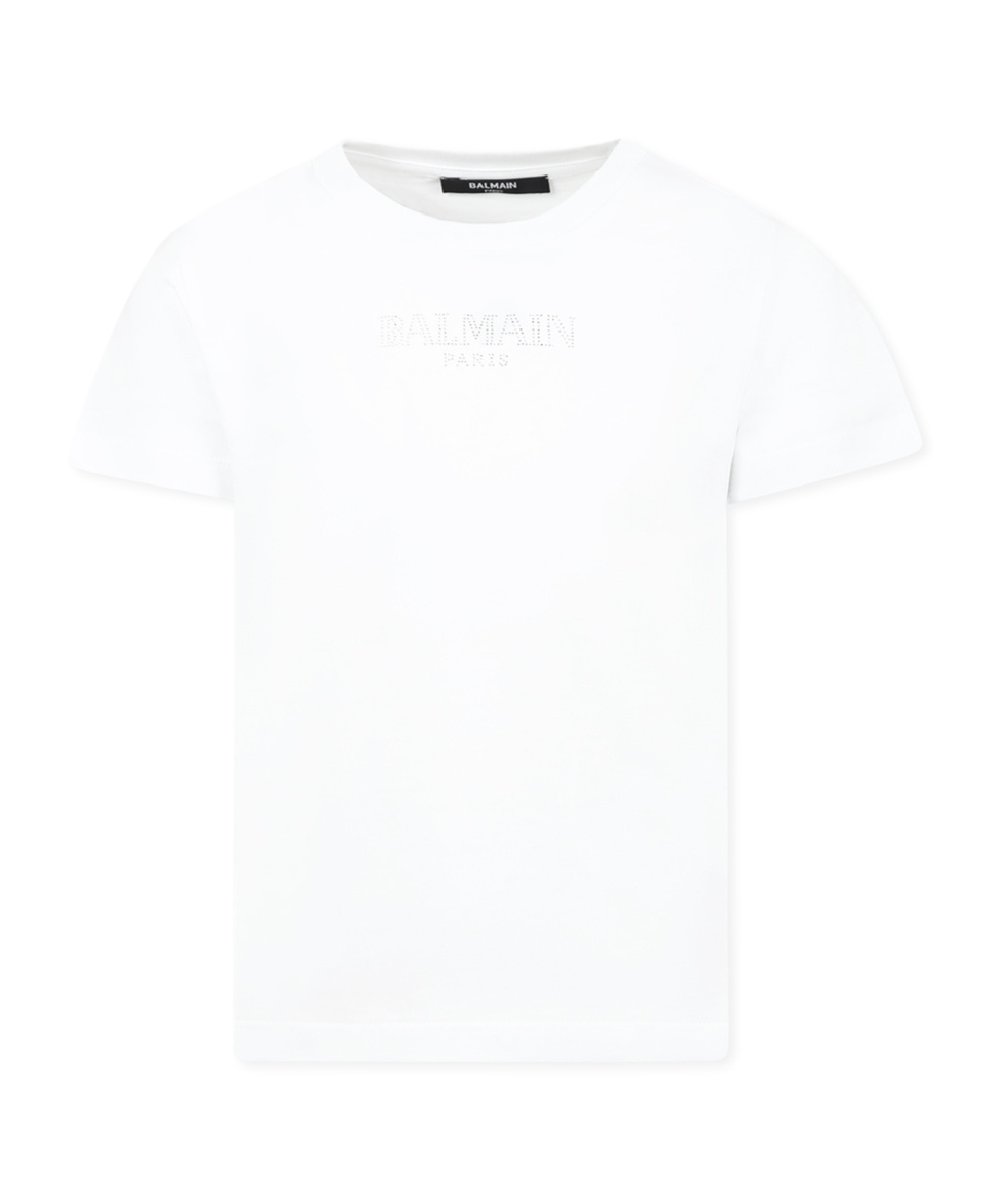 BALMAIN BALMAIN KIDS LOGO-EMBELLISHED CREWNECK T-SHIRT 