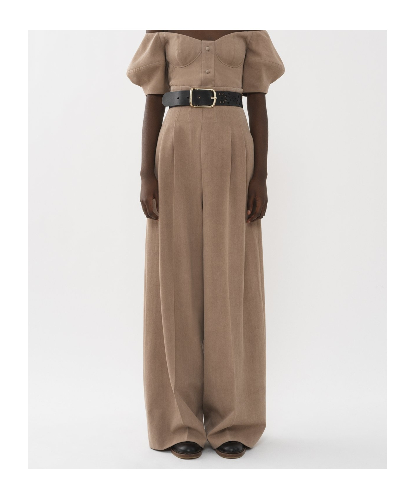 Chloé Virgin Wool Wide-leg Trousers In Nude