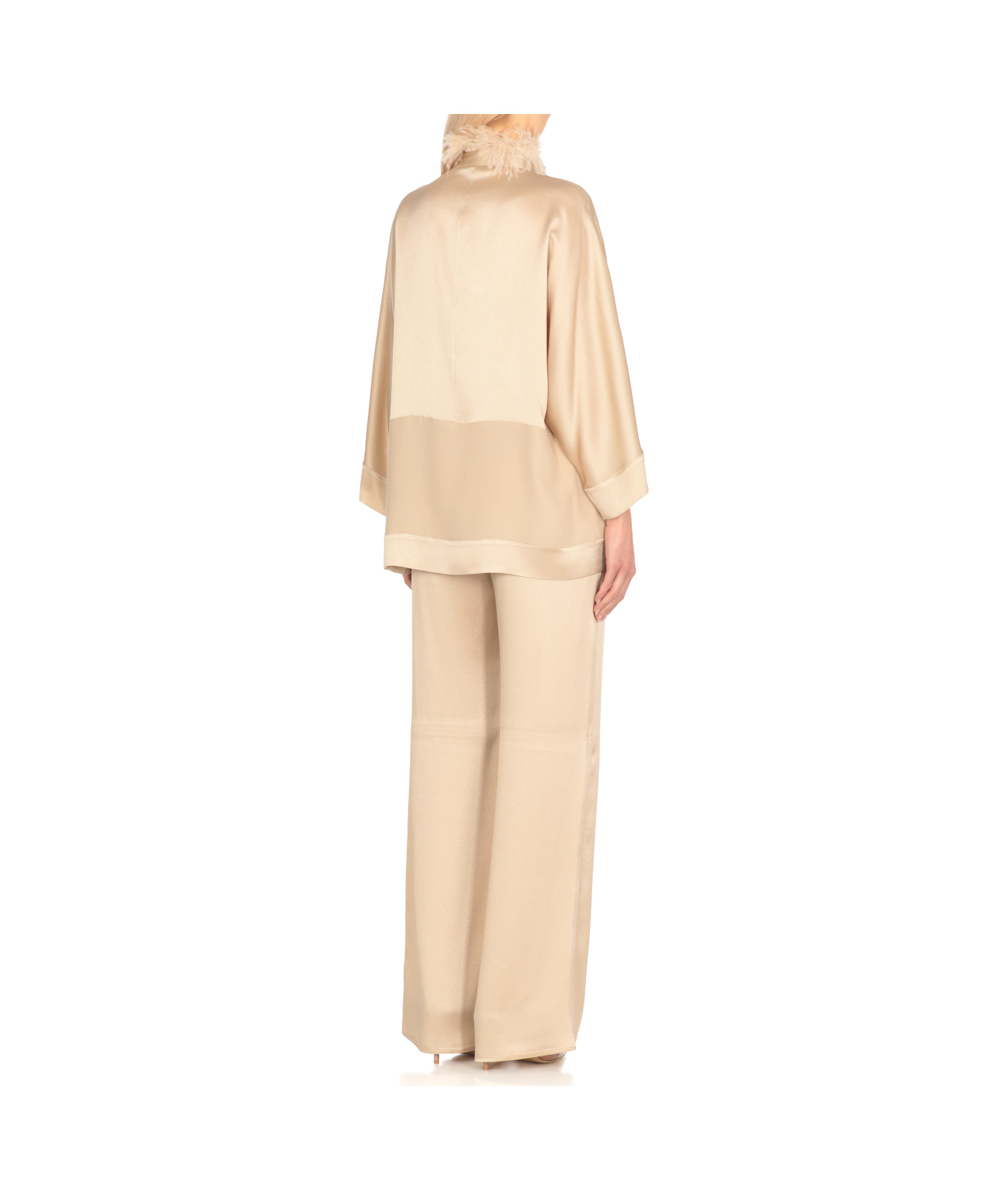 Antonelli V Neck Long Sleeve Blouse In Neutral