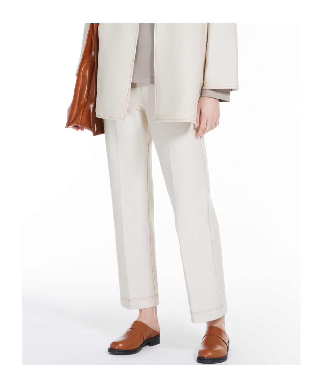 Max Mara Denim Effect Knitted Pants In White
