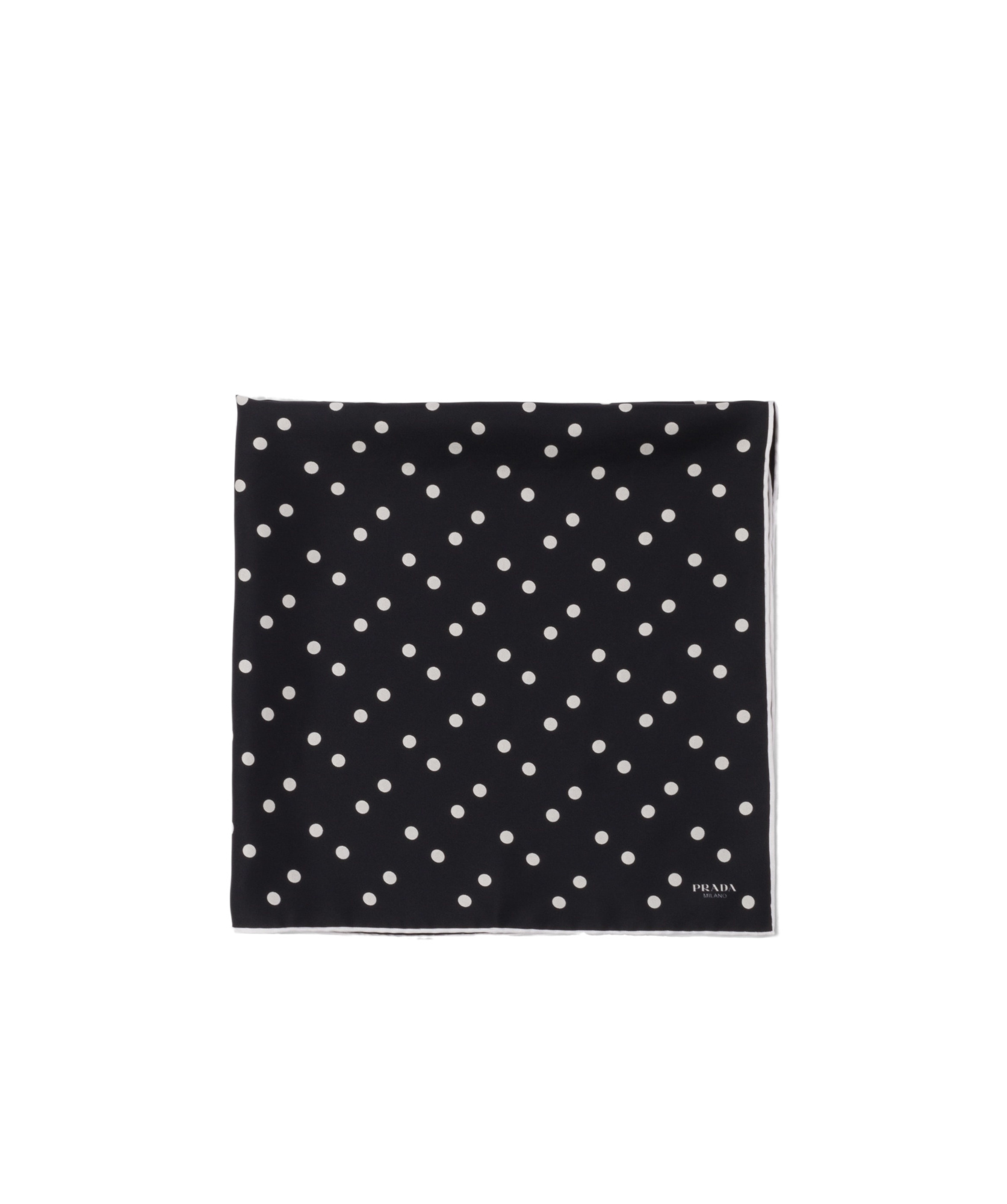 Shop Prada Printed Silk Twill Scarf 65x65 In Black/white