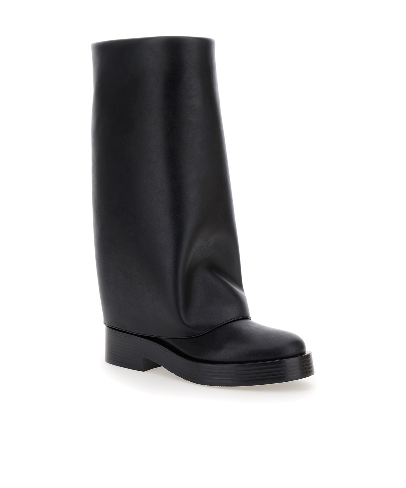Casadei Layered Detail Leather Boots For Women In Black