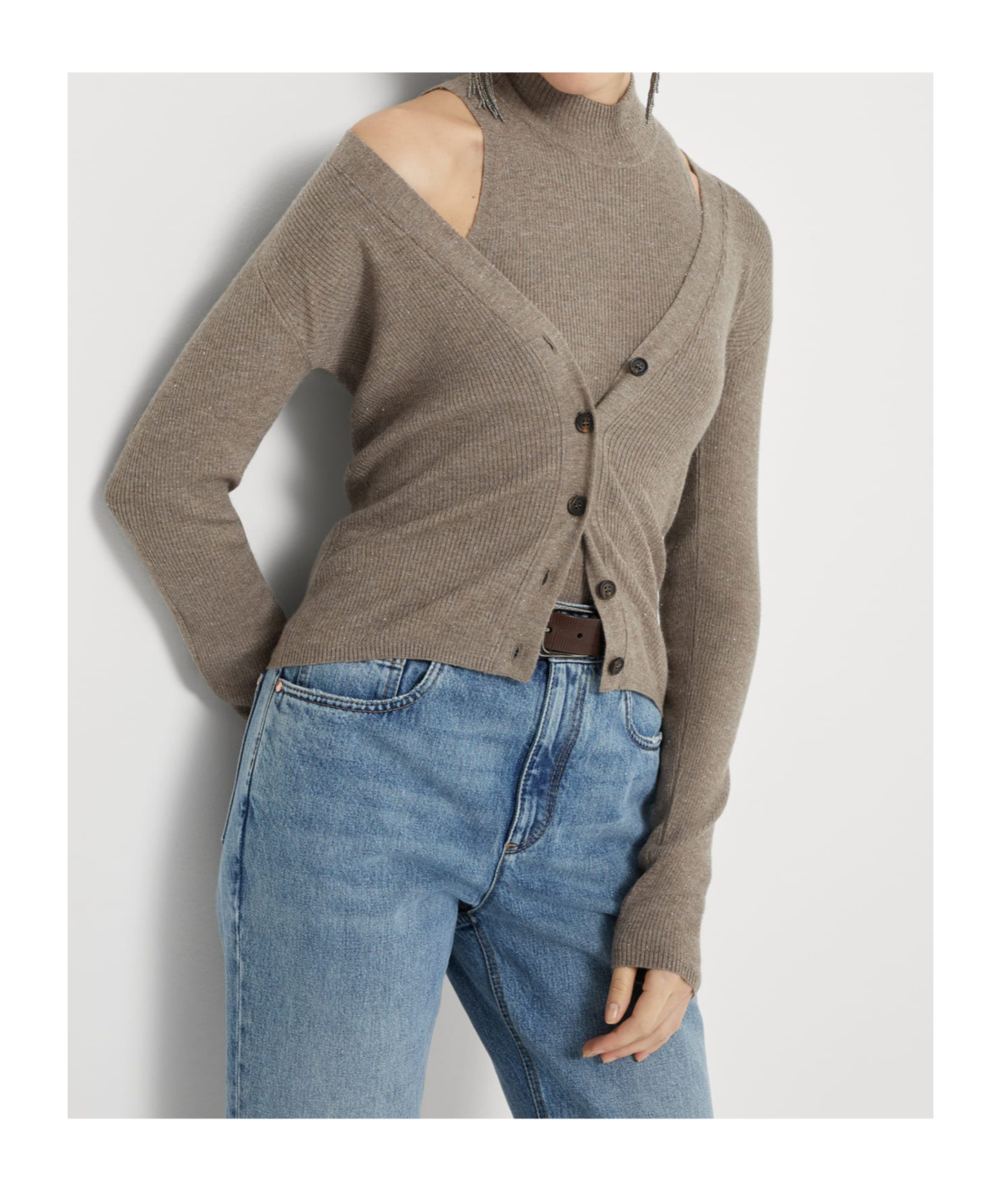 Brunello Cucinelli Long-sleeved Sweater In Brown