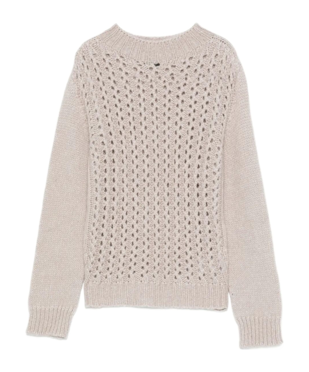 Dondup Open-knit Turtle-neck Sweater With Textured Pattern In Neutral