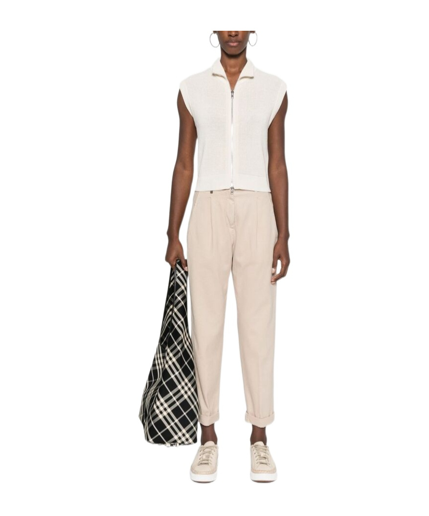 Peserico Bead-embellished Trousers In Neutral