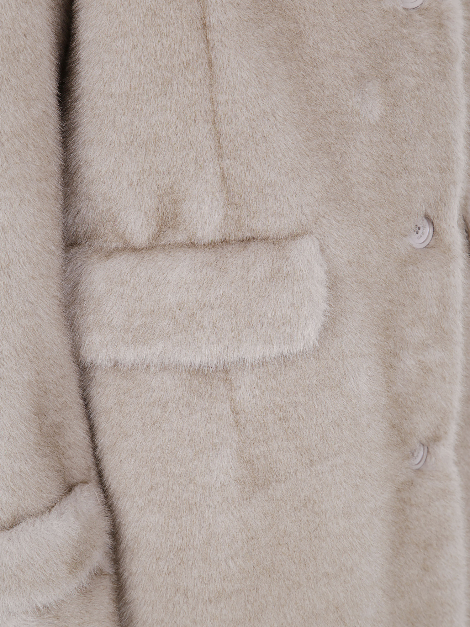 Herno Long Faux Fur Coat With Notched Lapels In Gray