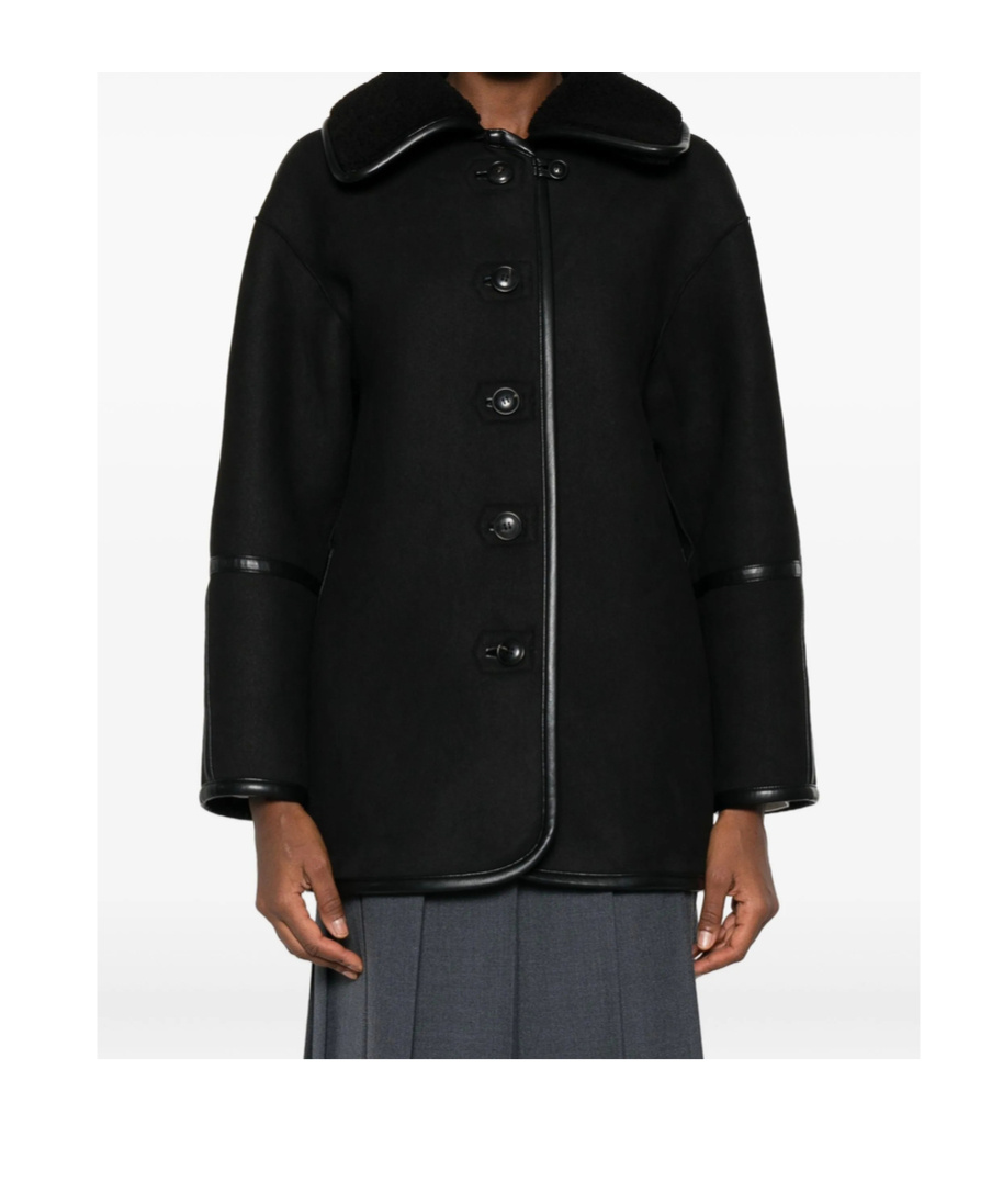 Low Classic Button-fastening Teddy Jacket In Black