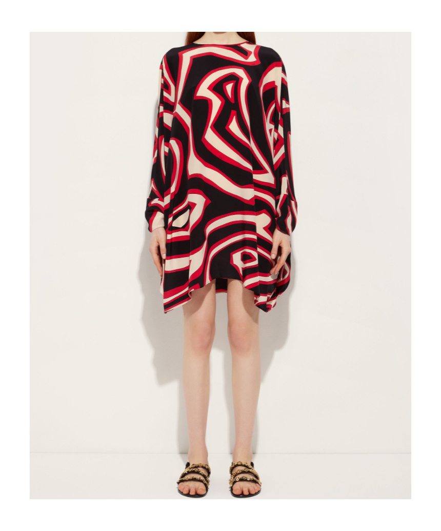 Pucci Labirinto Print Short Silk Kaftan In Black