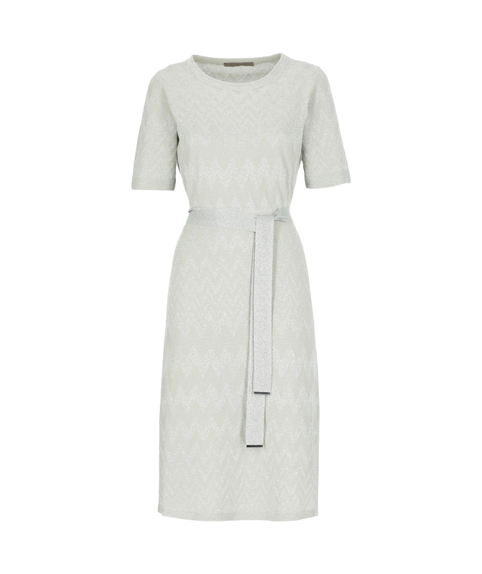 D Exterior D.exterior Zigzag Belted Dress In Gray
