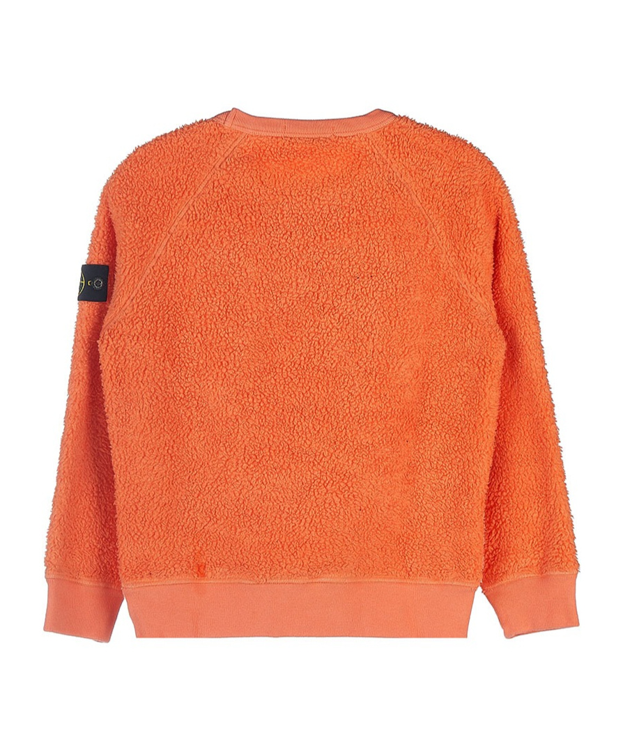 Stone Island Cotton Sweatshirt With Crew Neck And Logo On The Sleeve In Orange